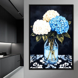 Hydrangea Dream in Glass Vase - NicheCanvas