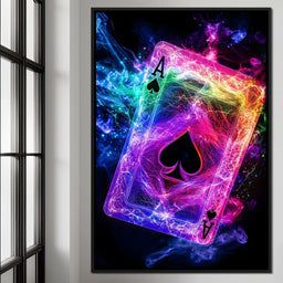 Ace of Spades Neon Burst - NicheCanvas