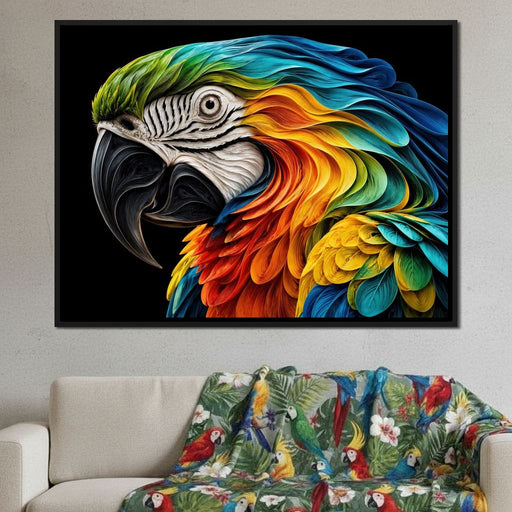 The Ribbon Feather Macaw - TooplesArt Canvas Print