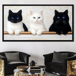 Trio of Curious Feline Friends - NicheCanvas