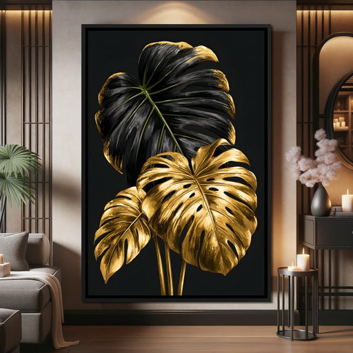 Gilded Foliage Dark Contrast Canvas Print