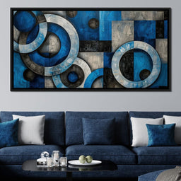 Geometric Blue Spheres Dance - NicheCanvas