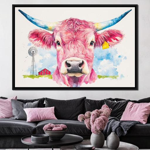 Meadows Pink Bull Canvas Print