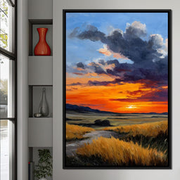 Golden Prairie Sunset Skystorm - NicheCanvas