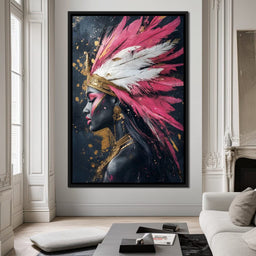 Gold & Pink Feathered Majesty - NicheCanvas