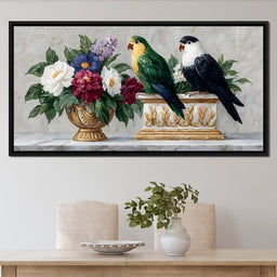 Parrot Companions Floral Grandeur - NicheCanvas