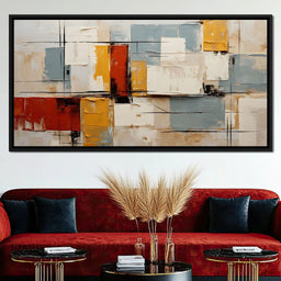 Abstract Ochre Geometry Fields - NicheCanvas