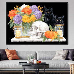 Halloween Bouquet Cats Skull Candle - NicheCanvas