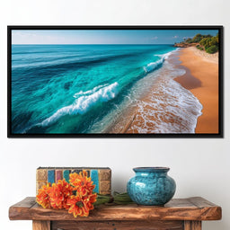 Tropical Coastline Wave Wash - NicheCanvas