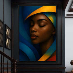 Radiant Silence Blue Gold Muse - NicheCanvas