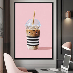 Happy Iced Latte Pop Minimalism - NicheCanvas