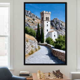 Mediterranean Stone Tower Pathway - NicheCanvas