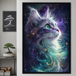 Starlit Feline Nebula Dreams - NicheCanvas