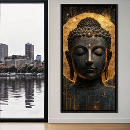 Golden Tranquil Buddha Portrait - NicheCanvas