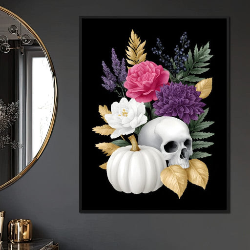 Gothic Floral Skull Elegance Canvas Print