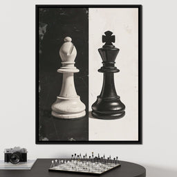 Black and White Chess Encounter - NicheCanvas