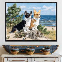 Coastal Corgi Pair Lookout - NicheCanvas