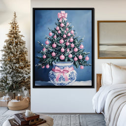 Holiday Fir With Pink Baubles - NicheCanvas
