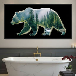 Forest Bear River Silhouette - NicheCanvas