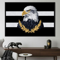 Bold Bald Eagle Stripes Gold Laurel - NicheCanvas