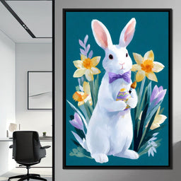 Easter Bunny With Daffodils - NicheCanvas
