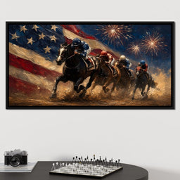 Thundering Hooves Under Patriotic Skies - NicheCanvas