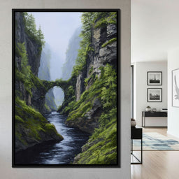 Emerald Gorge Stone Bridge River - NicheCanvas