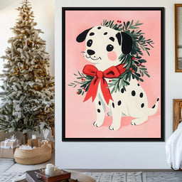 Festive Dalmatian Puppy Cheer - NicheCanvas
