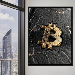 Golden Bitcoin Luxe Marble Icon - NicheCanvas
