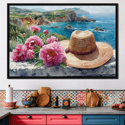 Seaside Blooms and Straw Hat - NicheCanvas