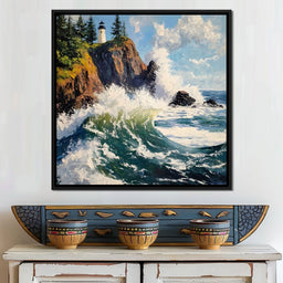 Coastal Lighthouse Wavescape - NicheCanvas
