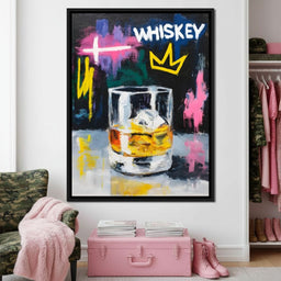 Whiskey Crown Rocks Glass Neon - NicheCanvas