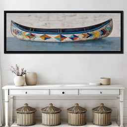 Colorful Coastal Canoe Drift - NicheCanvas