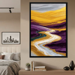 Golden River Through Violet Dunes - NicheCanvas