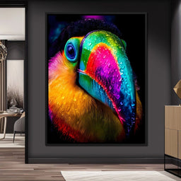 Neon Rainforest Toucan Portrait - NicheCanvas