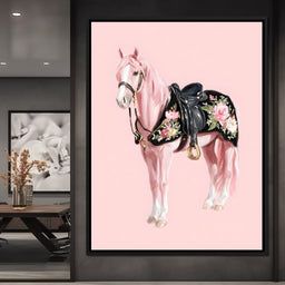 Blush Pony Floral Saddle - NicheCanvas