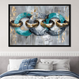 Aqua Gold Swirl Harmony - NicheCanvas