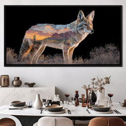 Desert Coyote Sunset Vista - NicheCanvas