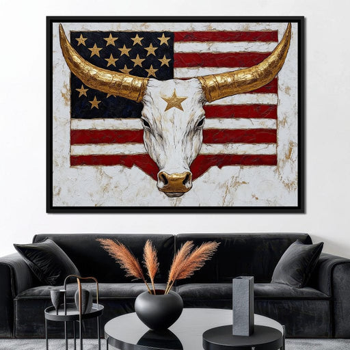 Golden Longhorn Patriotic Pride Canvas Print