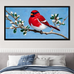 Radiant Bird on Blossoming Twig - NicheCanvas