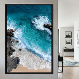 Turquoise Tide on Rock Shore - NicheCanvas