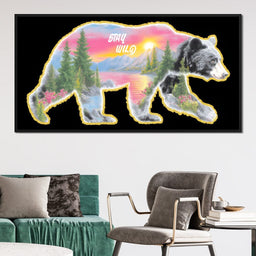 Bear Silhouette Mountain Sunset - NicheCanvas