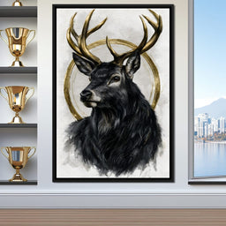 Stag of the Gilded Halo - NicheCanvas