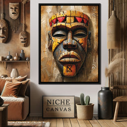 Ancient Tribal Mask Vibrance - NicheCanvas