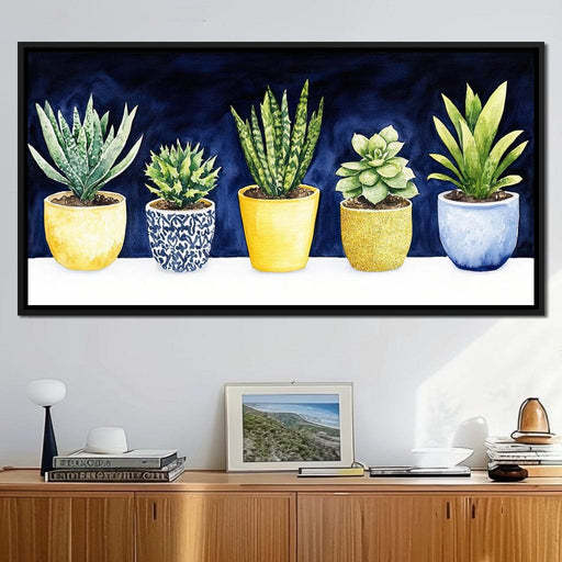 Succulent Symphony in Pots Canvas Print