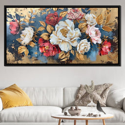 Golden Royal Flowers 01 - Wildrose Creations - NicheCanvas