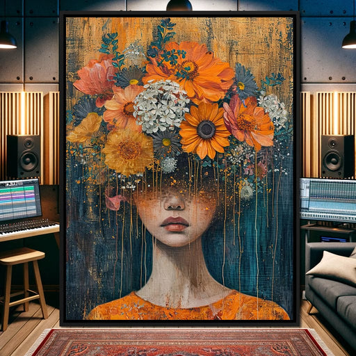 Blossoming Silence Dripping Gold Canvas Print
