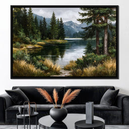 Alpine Pine Lake Reflection - NicheCanvas
