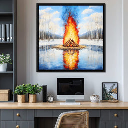 Winter Flames Reflecting - NicheCanvas