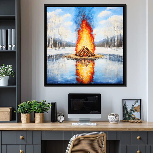 Winter Flames Reflecting Canvas Print